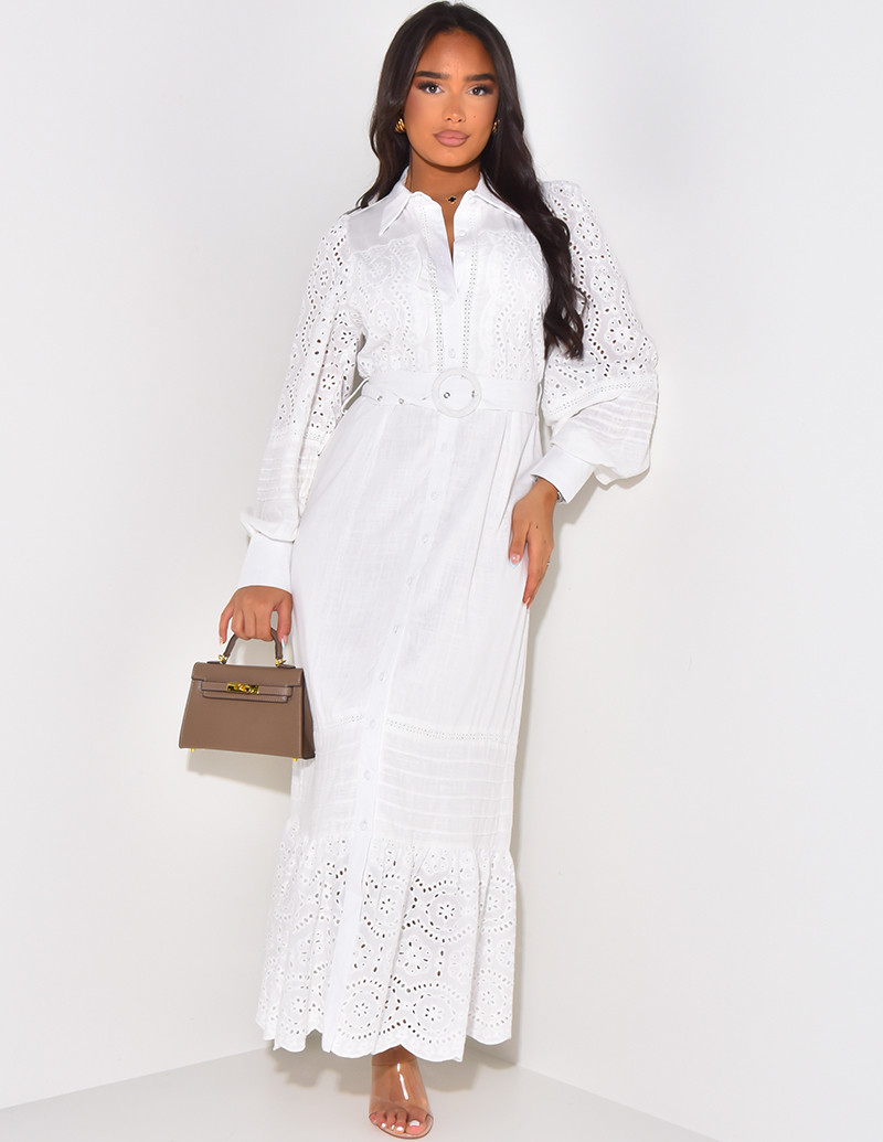 Jacqueline - Robe chemise à col roulé et manches nouées