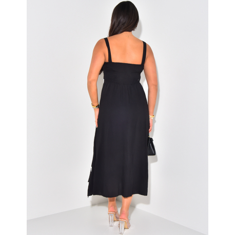 Robe mi-longue à bordures contrastantes