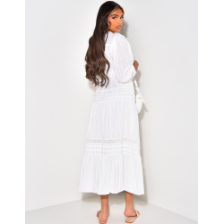 Robe longue en coton brodée à boutonner Robe longue en coton brodée à boutonner