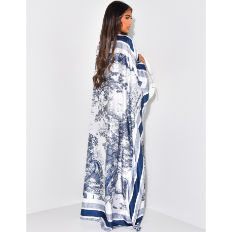Oversized scarf-effect satin dress