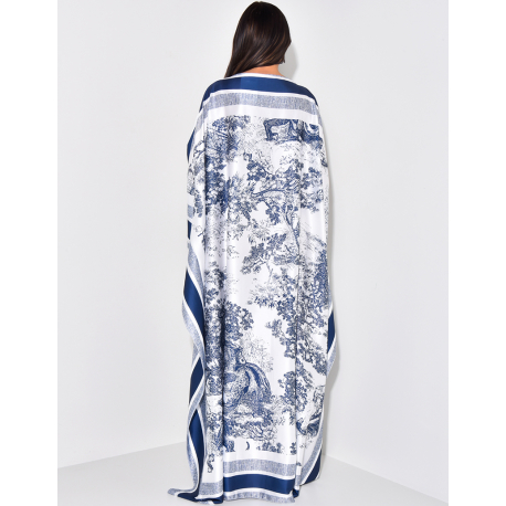Oversized scarf-effect satin dress