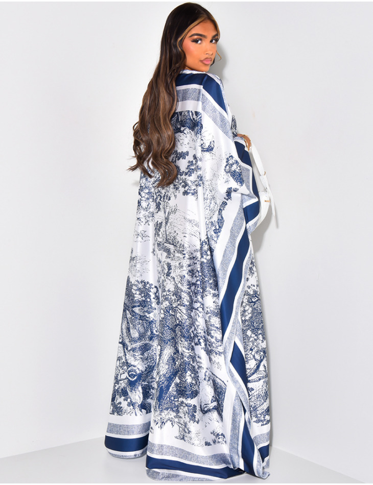 Oversized scarf-effect satin dress