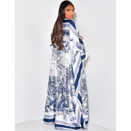 Oversized scarf-effect satin dress