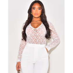 Body manches longues en dentelle