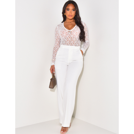 Body manches longues en dentelle