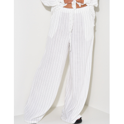 Pantalon en lin à rayures