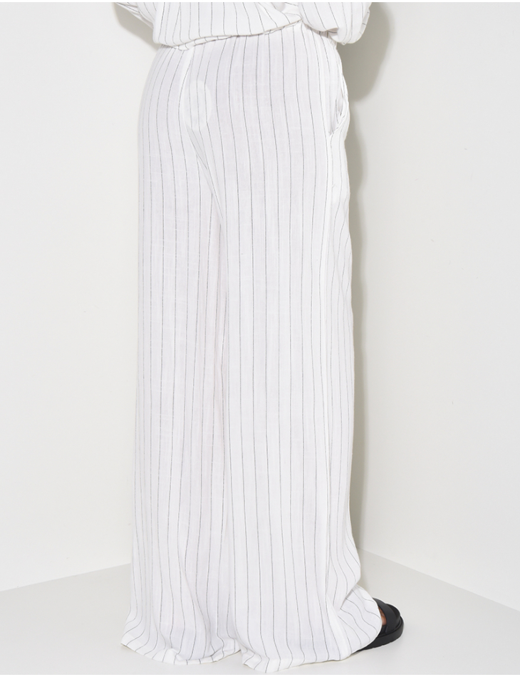 Pantalon en lin à rayures