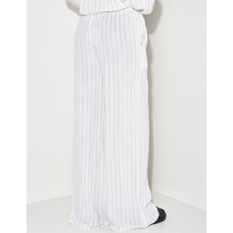 Pantalon en lin à rayures