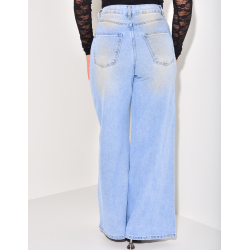 Stretchy straight-leg jeans with vintage wash