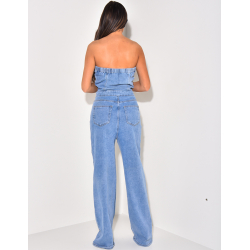 Combinaison bustier en jeans coupe droite