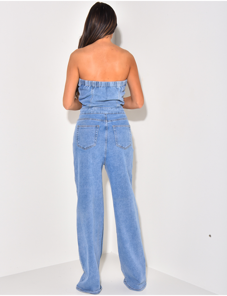 Combinaison bustier en jeans coupe droite