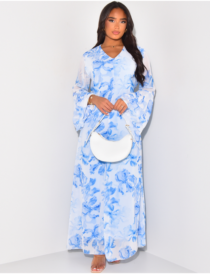 Robe longue voile fleurie best sale