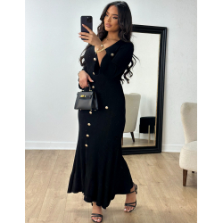 Long dress with buttons & ruffles