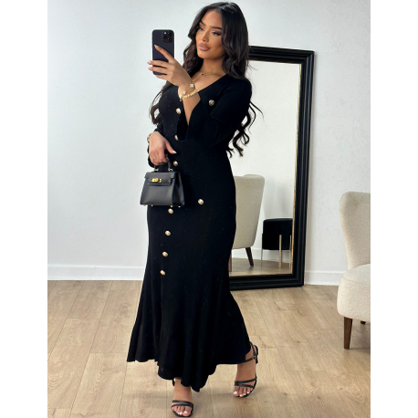 Long dress with buttons & ruffles