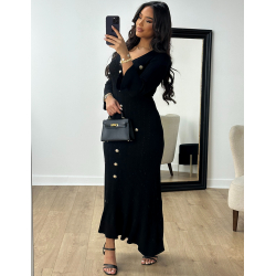 Long dress with buttons & ruffles