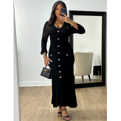 Long dress with buttons & ruffles