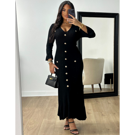 Long dress with buttons & ruffles