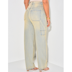 Jeans large à poches délavé vintage  Jeans large à poches délavé vintage