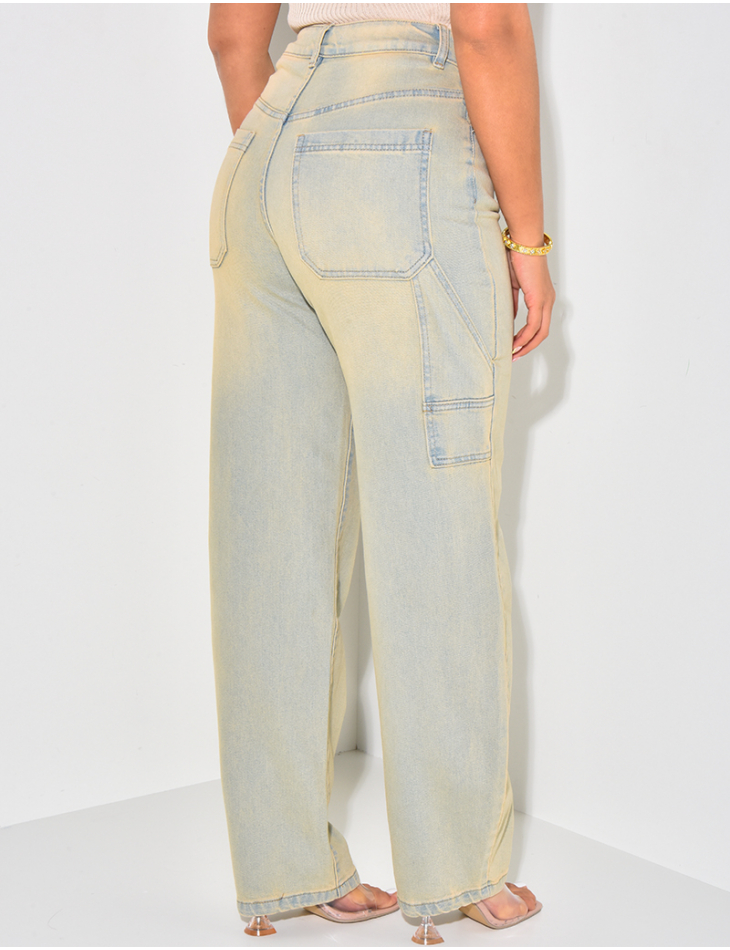 Jeans large à poches délavé vintage  Jeans large à poches délavé vintage