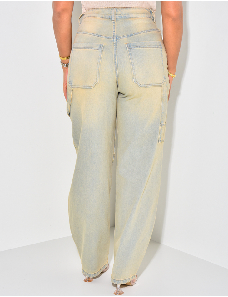 Jeans large à poches délavé vintage  Jeans large à poches délavé vintage