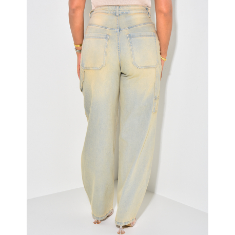 Jeans large à poches délavé vintage  Jeans large à poches délavé vintage