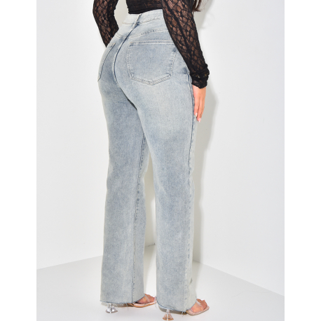 Jeans stretchy coupe droite à délavage vintage