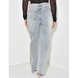 Jeans stretchy coupe droite à délavage vintage