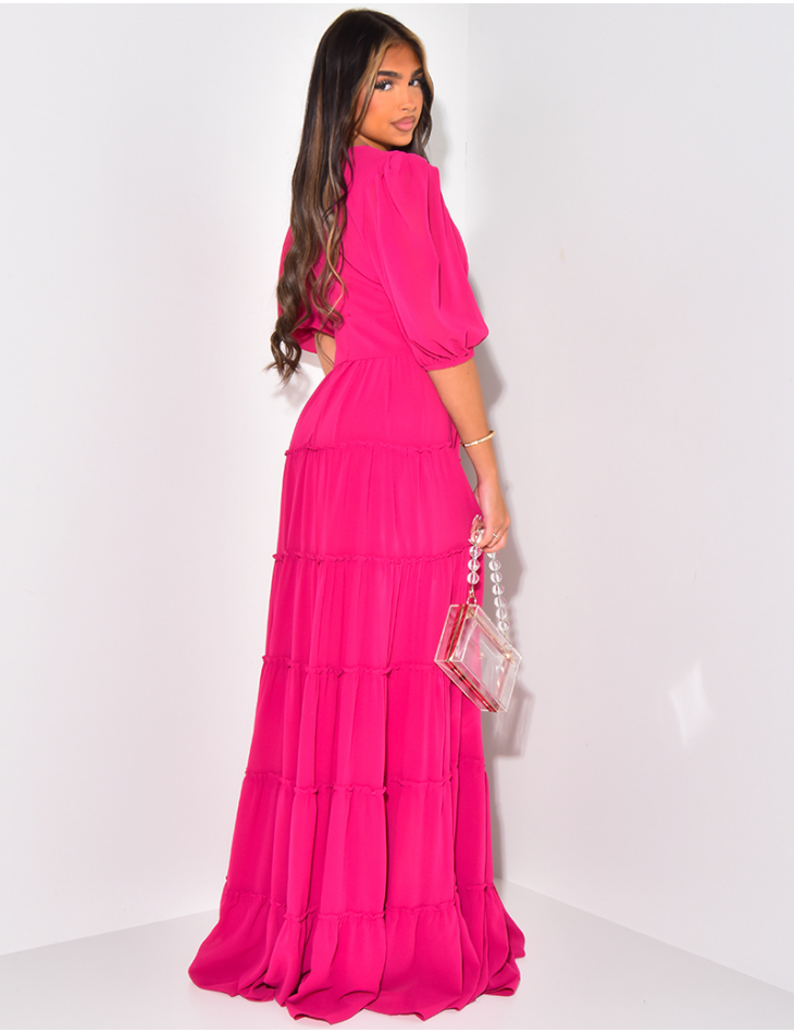 Premium long dress in ruffled voile Premium long dress in ruffled voile