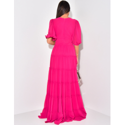 Premium long dress in ruffled voile Premium long dress in ruffled voile