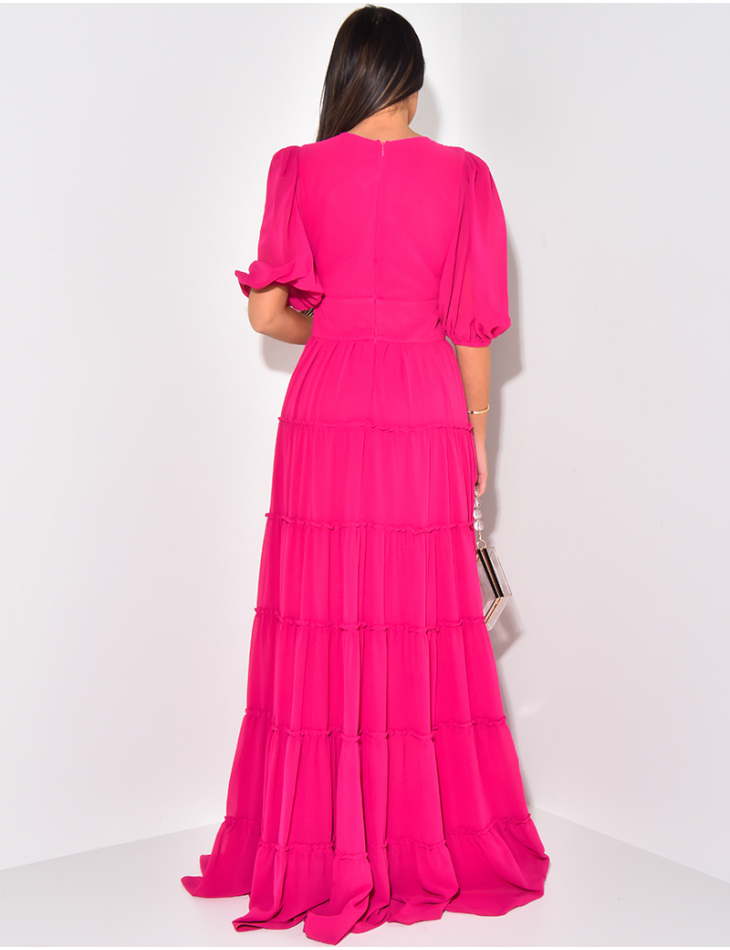 Premium long dress in ruffled voile Premium long dress in ruffled voile