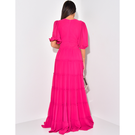 Premium long dress in ruffled voile Premium long dress in ruffled voile