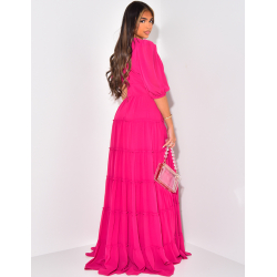 Premium long dress in ruffled voile Premium long dress in ruffled voile