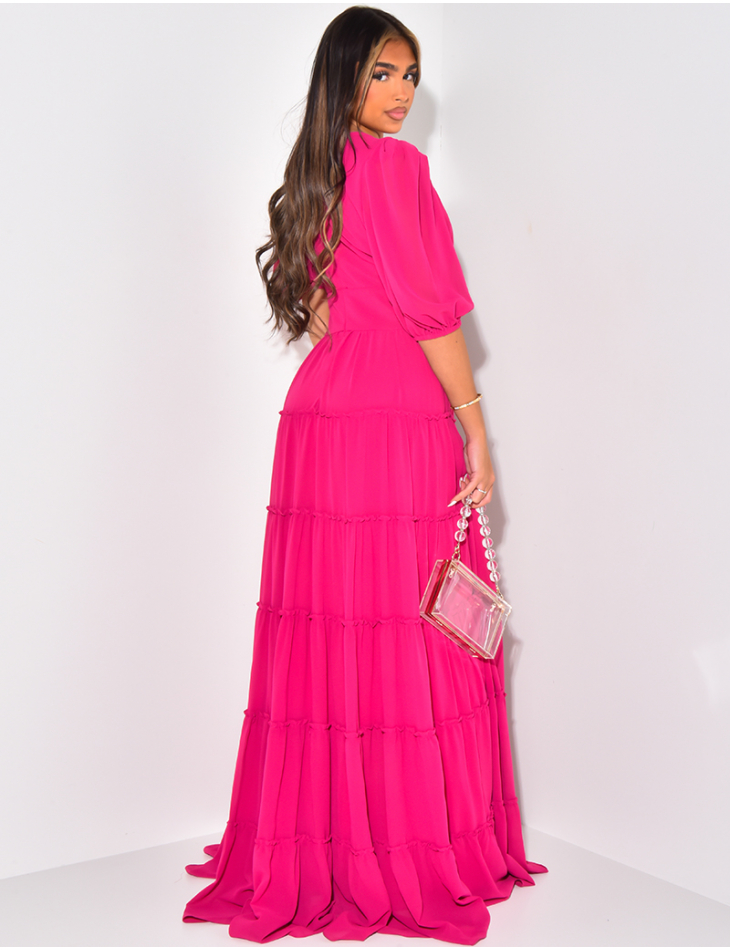 Premium long dress in ruffled voile Premium long dress in ruffled voile