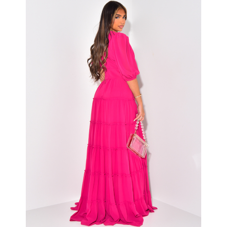 Premium long dress in ruffled voile Premium long dress in ruffled voile