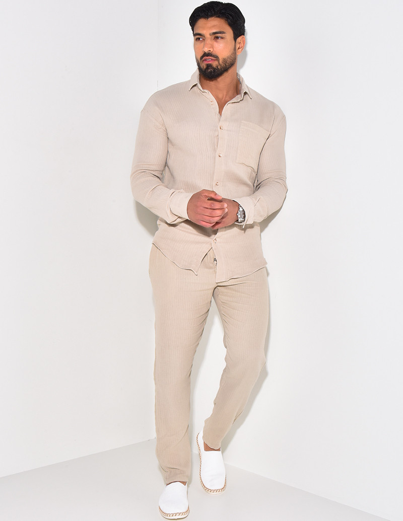 Ensemble pantalon et chemise texturé