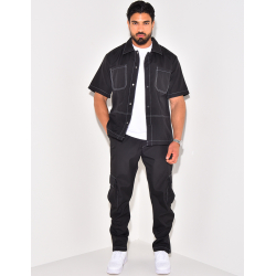 Ensemble pantalon à poches et chemise manches courtes à boutonner Ensemble pantalon à poches et chemise manches courtes à boutonner