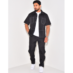 Ensemble pantalon à poches et chemise manches courtes à boutonner Ensemble pantalon à poches et chemise manches courtes à boutonner