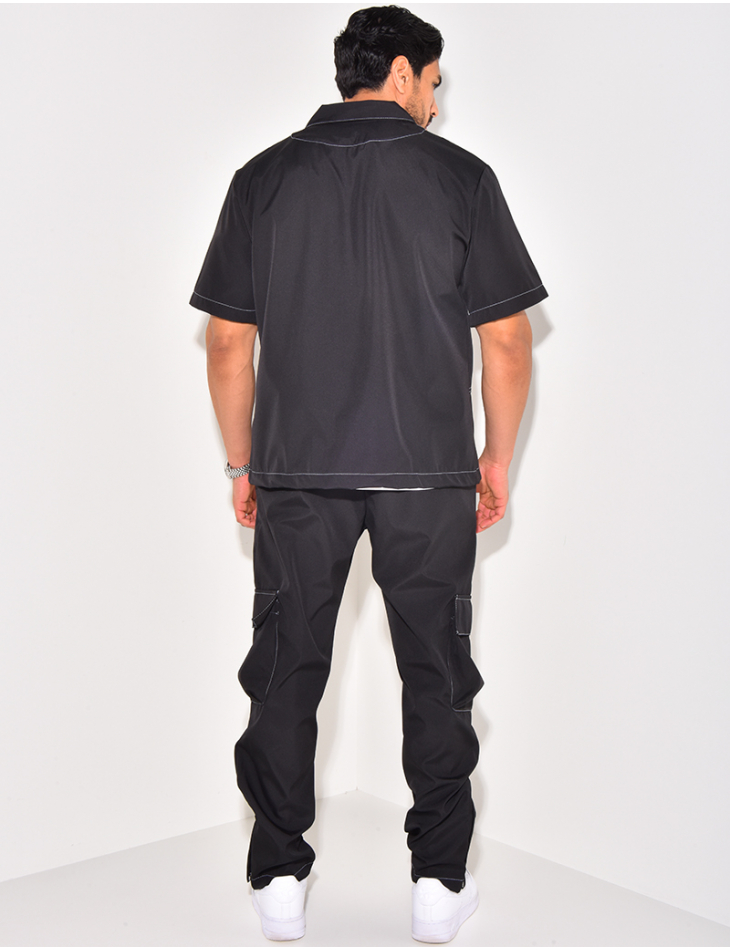 Ensemble pantalon à poches et chemise manches courtes à boutonner Ensemble pantalon à poches et chemise manches courtes à boutonner