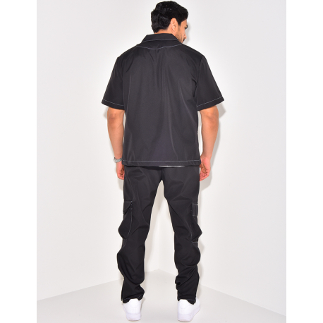 Ensemble pantalon à poches et chemise manches courtes à boutonner Ensemble pantalon à poches et chemise manches courtes à boutonner