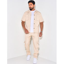 Ensemble pantalon à poches et chemise manches courtes à boutonner Ensemble pantalon à poches et chemise manches courtes à boutonner