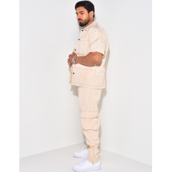 Ensemble pantalon à poches et chemise manches courtes à boutonner Ensemble pantalon à poches et chemise manches courtes à boutonner