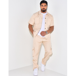 Ensemble pantalon à poches et chemise manches courtes à boutonner Ensemble pantalon à poches et chemise manches courtes à boutonner