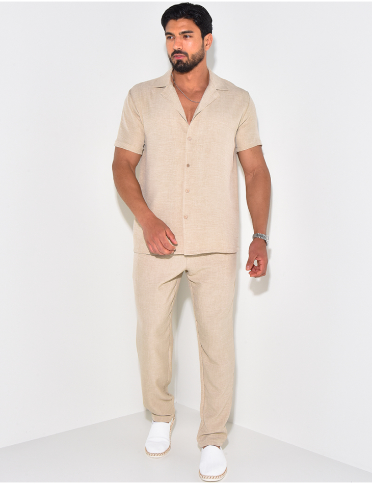 Ensemble léger pantalon et chemise manches courtes Ensemble léger pantalon et chemise manches courtes