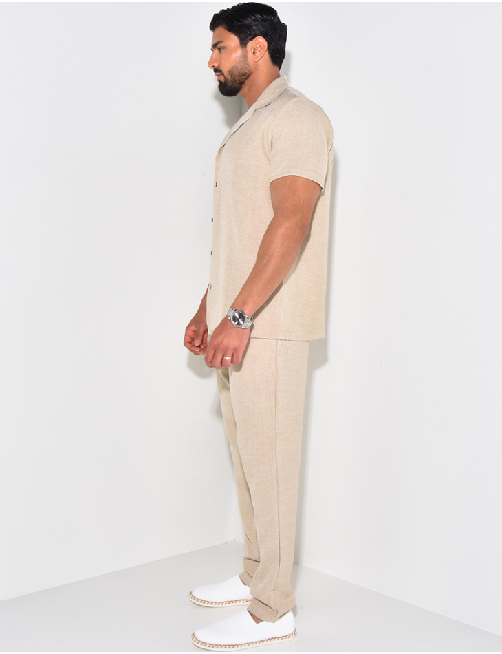 Ensemble léger pantalon et chemise manches courtes Ensemble léger pantalon et chemise manches courtes