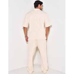Ensemble pantalon et chemise manches courtes texturé