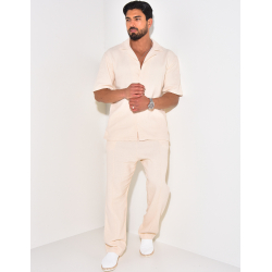 Ensemble pantalon et chemise manches courtes texturé