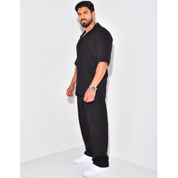 Ensemble pantalon et chemise manches courtes texturé Ensemble pantalon et chemise manches courtes texturé
