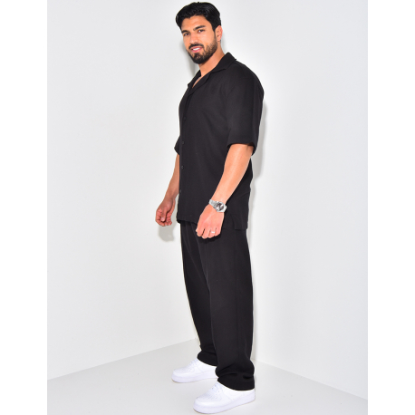 Ensemble pantalon et chemise manches courtes texturé Ensemble pantalon et chemise manches courtes texturé