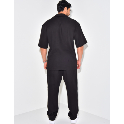 Ensemble pantalon et chemise manches courtes texturé Ensemble pantalon et chemise manches courtes texturé