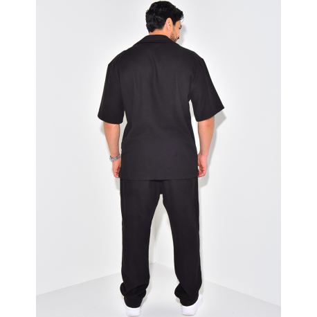 Ensemble pantalon et chemise manches courtes texturé Ensemble pantalon et chemise manches courtes texturé